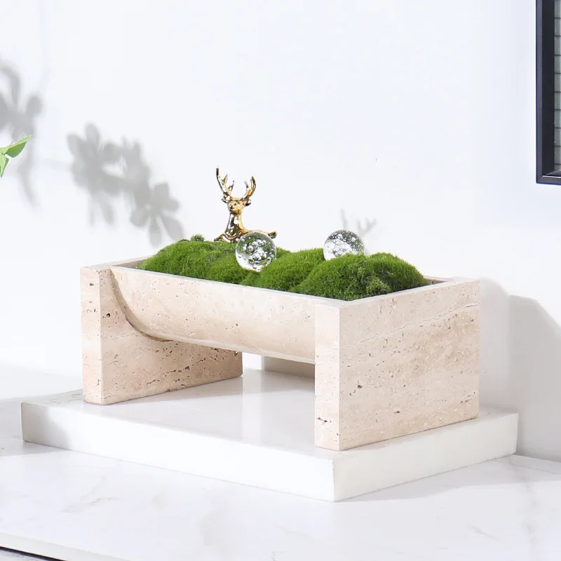 Aloe Vera Pot - Natural Marble Stone Flower Pots Vintage